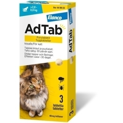 Elanco Denmark AdTab. 48 mg, tuggtabletter för katt (> 2–8 kg)