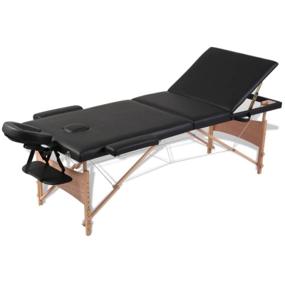 vidaXL Svart vikbart massagebord med 